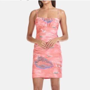 STAUD Bell mini dress in pink Hawaiian print - Size 6